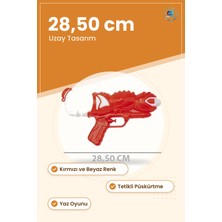 Su Tabancaı Küçük Uzay Tasarım Oyuncak 28,50 cm Kırmızı Beyaz Çocuk Yaz Oyunu Eğlence