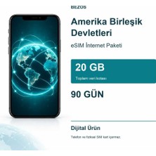 Bin1çeşit Amerika Birleşik Devletleri Esım Internet Paketi 20 GB 90 Gün