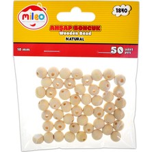 Mileo Ahşap Boncuk 10MM 50Lİ Paket Naturel 1840 1 Adet
