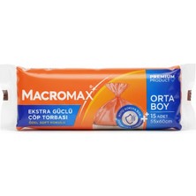 Macromax Ekstra Güçlü Çöp Torbası Orta Boy 15 Li 2025617 1 Adet