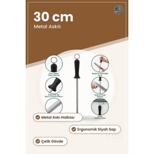 Bıçak Bileyici Masat 30 cm Metal Askılı Çelik Mutfak Bileme Çubuğu Ergonomik Sap Dayanıklı Pratik