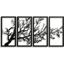 Dekadron Metal Duvar Sanatı, Hayat Ağacı 4 Panel, Metal Ağaç Duvar Sanatı, Ağaç Tabelası, Metal Duva