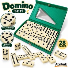 Abnturk Standart Boy Çantalı Domino 28 Parça Domino Taşı Seti Taş Boyu 4X2CM