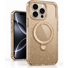CoverZone iPhone 14 Pro Max ile Uyumlu Cosmo Simli Silikon Kılıf, Magsafe Uyumlu Kablosuz Şarj, Açılabilir Dikey Yatay Halka Stand, Yükseltilmiş Kamera Çerçevesi, Parlak Işıltılı Yüzey, Hassas Tuşlar, Altın