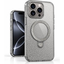 CoverZone iPhone 14 Pro Max ile Uyumlu Cosmo Simli Silikon Kılıf, Magsafe Uyumlu Kablosuz Şarj, Açılabilir Dikey Yatay Halka Stand, Yükseltilmiş Kamera Çerçevesi, Parlak Işıltılı Yüzey, Hassas Tuşlar, Gümüş