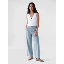 LC Waikiki Lcw Jeans Mavi Yüksek Bel Wideleg Kadın Jean Pantolon