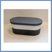 Yuva Izi 3D Baskı Iki Rulo Tuvalet Kağıdı Saklama Kutusu Kapaklı Çizgili Banyo Organizeri Minimalist - Siyah Kapak Ajs
