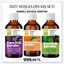 2027 Hoşgeldin Kış Seti (Kara Erik Şurubu + Kudret Narı Şurubu + Kozalak Şurubu) 3 x 125 ml - Sınırlı Sayıda Üretim Giritli Metin Efendi