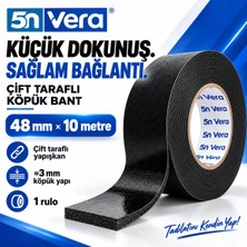 5n Vera Çift Taraflı Köpük Bant 48 mm x 10 Metre | Güçlü Yapışkanlı Montaj Bandı | Ayna, Cam, Pvc, Metal, Ahşap ve Plastik Için