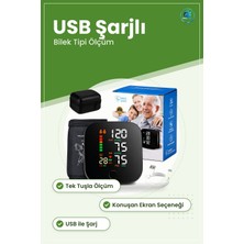 Bilek Tipi Dijital Tansiyon Ölçer USB Şarjlı Konuşan Kan Basıncı ve Nabız Ölçüm Cihazı Ev Seyahat