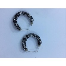 Zero Land Dastore Swarovski Fitil Küpe Parlak Siyah