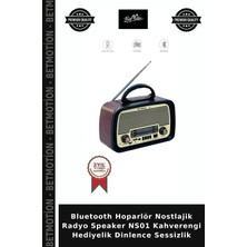 Bluetooth Hoparlör Nostlajik Radyo Speaker NS01 Kahverengi Hediyelik Dinlence Sessizlik