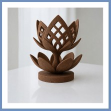 Yuva Izi 3D Baskı Lotus Çiçeği Mumluk - Dekoratif Tealight Mumluk-Kahverengi Ajs