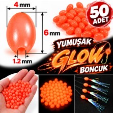 ea genset Fosforlu Glow Turuncu 4x6 mm Silikon Yumuşak Boncuk Olta Takımı, Çapari, Jig Yapım Malzemesi 50 Adet