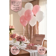 Partixa Rose Gold Konsept 10'lu Lateks Balon Seti Mat Doğal Lateks Şık Bekarlığa Veda ve Doğum Günü Balonları Rose Pembe Kar Beyazı