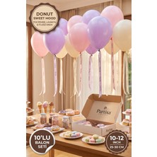 Partixa Donut Dondurma Konsepti 10'lu Lateks Balon Seti Mat Doğal Lateks Tatlı Parti 1 Yaş Balonları Toz Pembe Lavanta Fildişi Krem
