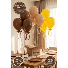 Partixa Köpek Pati Konsepti 10'lu Lateks Balon Seti Mat Doğal Lateks Sevimli Dostlar Doğum Günü Balonları Mocha Kahve Latte Neşeli Sarı