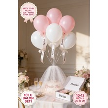 Partixa Bride To Be Bekarlığa Veda 10'lu Lateks Balon Seti Mat Doğal Lateks Gelin Partisi Balonları Soft Pembe Ipek Beyaz