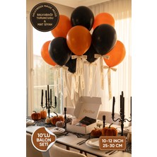 Partixa Cadılar Bayramı Halloween 10'lu Lateks Balon Seti Mat Doğal Lateks Kostüm Partisi ve Balkabağı Balonları Balkabağı Turuncusu Mat Siyah