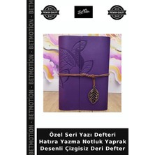 Özel Seri Yazı Defteri Hatıra Yazma Notluk Yaprak Desenli Çizgisiz Deri Defter