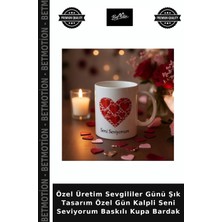 Özel Üretim Sevgililer Günü Şık Tasarım Özel Gün Kalpli Seni Seviyorum Baskılı Kupa Bardak
