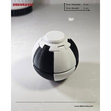 Dekoravia Spinner Ball Stres Topu – Döner Fidget Oyuncak – El Egzersiz ve Eğlence Topu 6x6 cm Siyah Beyaz