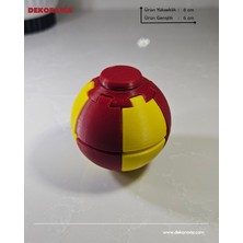 Dekoravia Spinner Ball Stres Topu – Döner Fidget Oyuncak – El Egzersiz ve Eğlence Topu 6x6 cm Sarı Kırmızı