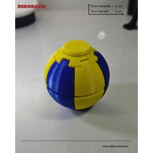 Dekoravia Spinner Ball Stres Topu – Döner Fidget Oyuncak – El Egzersiz ve Eğlence Topu 6x6 cm Sarı Lacivert