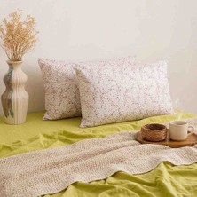 Dahlia 2'li Pembe Damlacık Desenli Yastık Kılıfı 50X70 cm %100 Pamuk