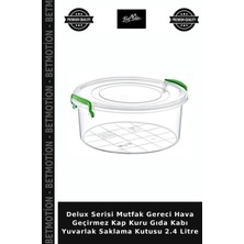 Delux Serisi Mutfak Gereci Hava Geçirmez Kap Kuru Gıda Kabı Yuvarlak Saklama 2.4 Litre