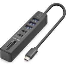 Midas Toptan Kart Okuyucu - Type-C 3.2 Gen1 Hub 7 Port 5 Gbps Siyah HDX7061