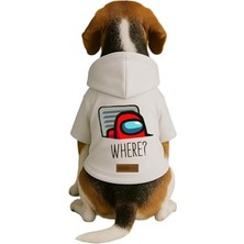 Şanal Baskılı Içi Polarlı Köpek ve Kedi Kıyafeti & Elbisesi - Beyaz Renk Kapüşonlu Hoodie BA05C Xl