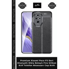 Premium Poco F5 Deri Hissiyatlı Dikiş Detaylı Firo Silikon Kılıf Telefon Aksesuarı Cep Kılıfı