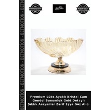Premium Lüks Ayaklı Kristal Cam Gondol Sunumluk Gold Detaylı Şıklık Arayanlar Zarif Eşya Göz Alıcı