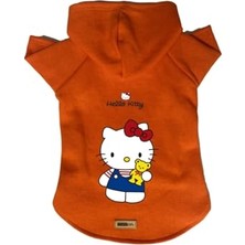 Kapişonlu Polar Sweatshirt Köpek ve Kedi Kıyafeti & Elbisesi Turuncu Hello Kitty L