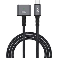 Str Store BXM3C 140W Type-C To Magsafe 3 Macbook Pro ve Macbook Air 13″ 14″ 16″ M1 M2 Uyumlu Pd 3.1 Manyetik Örgülü Hızlı Şarj Kablosu 2 Metre