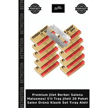 Premium Jilet Berber Salonu Malzemesi 5'li Traş Jileti 20 Paket Salon Ürünü Klasik Set Tıraş Aleti