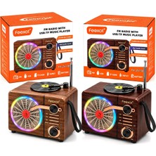 Milas Toptan mt Işıklı Fm Radyo - Retro USB - Type-C Sarjlı Bt - Tf - USB Speaker FX-2513B PL-4725