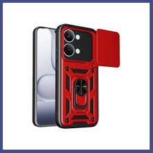 Canbia Poco X8 Pro Max Uyumlu Pars Lens Yüzüklü Silikon - Kırmızı Kahy