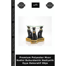Premium Polyester Mısır Kedisi Buhurdanlık Hediyelik Eşya Dekoratif Obje