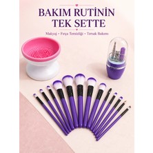 Milas Toptan mt 12’li Makyaj Fırça Seti Fırça Temizleme Cihazı ve Manikür Pedikür Seti 3’lü Kadın Güzellik Bakım Paketi
