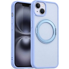 Fibaks 360° Metal Standlı iPhone 13/14/15 Kılıf Mat Darbe Korumalı Silikon Malzeme ile
