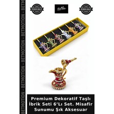 Premium Dekoratif Taşlı Ibrik Seti 6’lı Set. Misafir Sunumu Şık Aksesuar