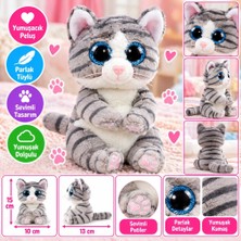 TeknoKapsül Gri Peluş Kedi Mitzi 15 cm