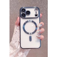 Fibaks iPhone 17 Pro Max Kılıf Kamera Lens Korumalı Magsafe Şarj Kilifi Şeffaf Renkli Yumuşak Lacivert