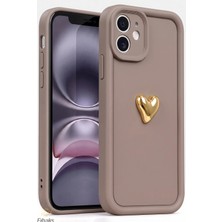 Fibaks iPhone 11 Kılıf 3d Kalp Tasarımlı Kahverengi Desenli Yumuşak Kamera Korumalı Silikon Kapak