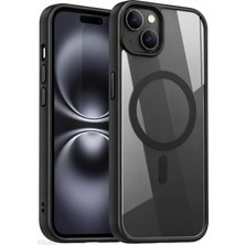 Fibaks iPhone 13/14/15 Kılıf (Çizik Değil İç ve Dış Jelatinleri Sökünüz) Magsafe Wireless Şarj Özellikli Tam Koruma Renkli Sert Silikon Kapak Siyah