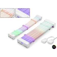 Uravas Store Uraselect A-Rgb Sleeved Kablo Kılıfı Seti Anakart 24 Pin Ekran Kartı 2x8 Pin Beyaz ND2800SET