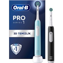  Oral-B Pro Series 1 Ikili Paket, Siyah ve Mavi Şarjlı Diş Fırçaları