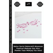 Delux Serisi Dekoratif Aksesuar Festival Makyajı Göz Alıcı Pembe Taşlı Makyaj Yüz Süsü